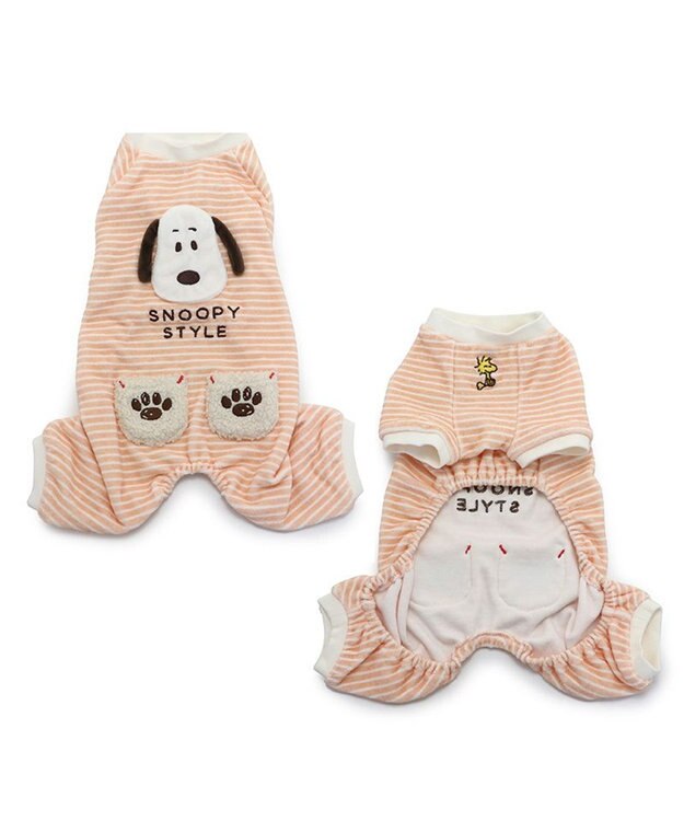 PET PARADISE スヌーピー サーモキープ  ロンパース 《フェイス柄》 小型犬 オレンジ