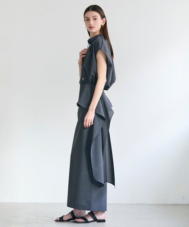 BEIGE， 【イージーケア・セットアップ対応】BATEAU / サイドディテール Iラインスカート Charcoal