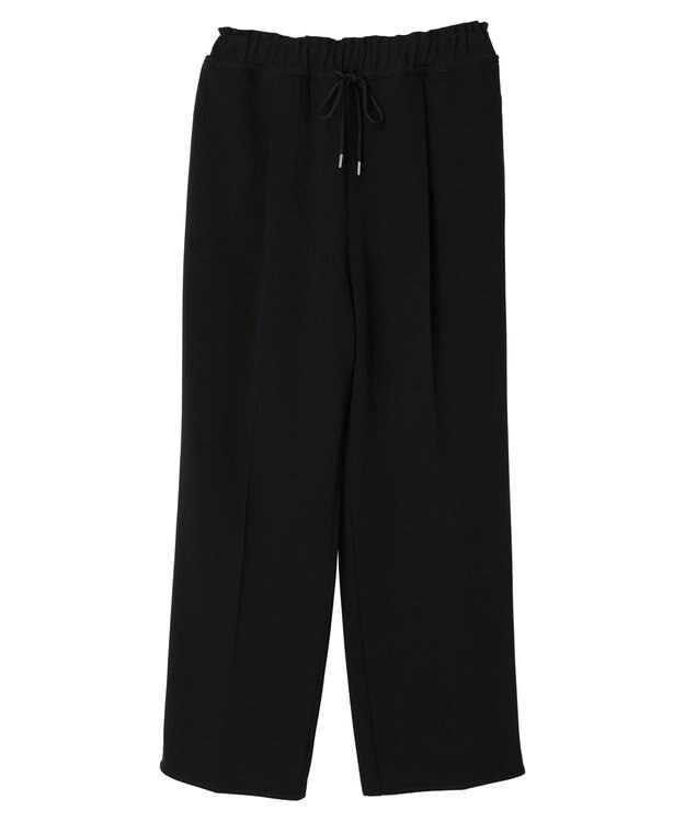 Green Parks イージーウエストセンタープレスストレートパンツ Black