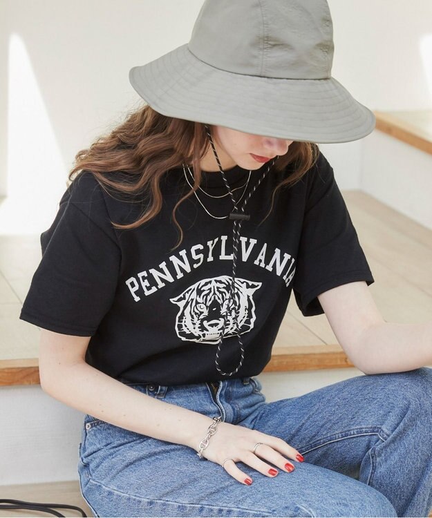 WEGO 【ANGIE VINTAGE】カレッジロゴプリントTee ブラックその他