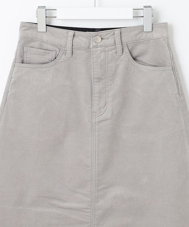 自由区 【洗える】リブレスコール ロングスカート ライトグレー系