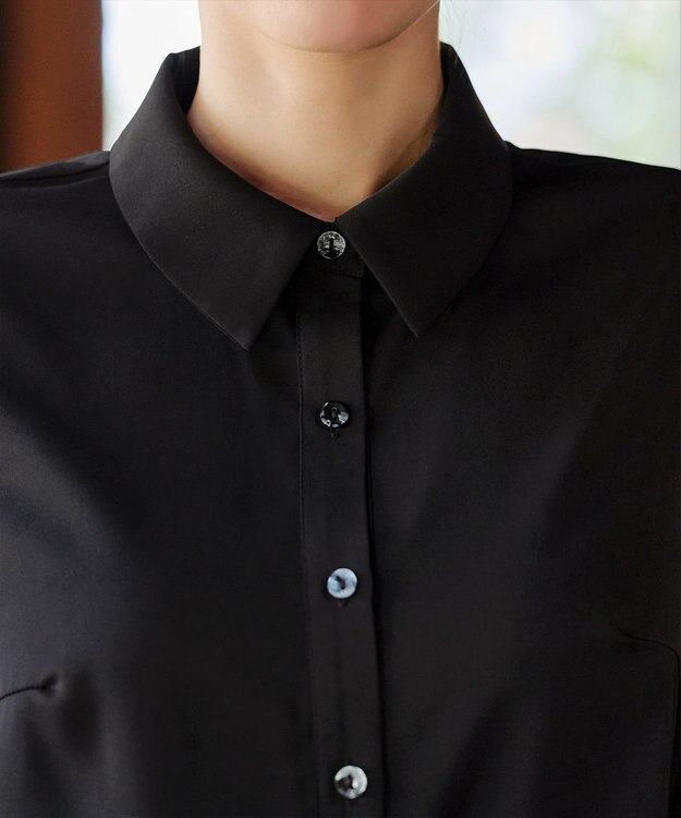 Tiaclasse L 【洗える】パフスリーブシャツブラウス ブラック