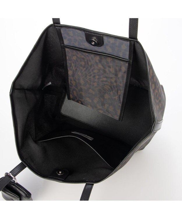 UNBILLION カシュカシュ cachecache / チュールメッシュヒョウ柄プリントトートＬ ブラック