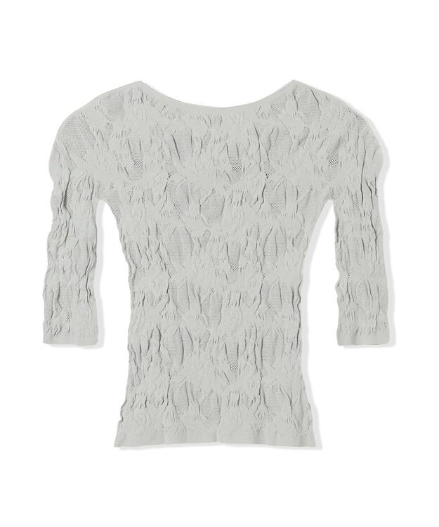 Chacott 【ノーソーイングニット】シアーレースボートネックトップ エバーグリーン