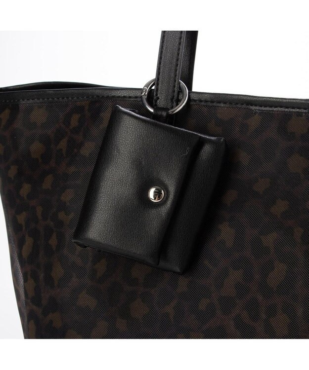 UNBILLION カシュカシュ cachecache / チュールメッシュヒョウ柄プリントトートＬ ブラック