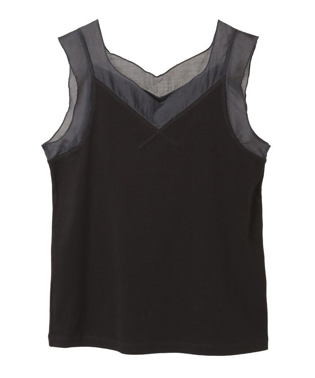 Green Parks ・ＳＵＧＡＲ　ＳＰＯＯＮ　シアー切替タンクトップ Charcoal Gray