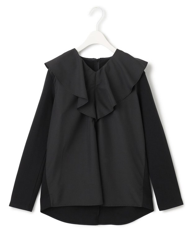 ICB L 【洗える】ハイゲージポンチ ラッフルカラープルオーバー ブラック系