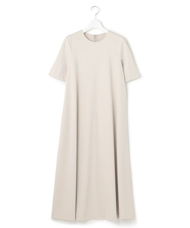 23区 【洗える】ストレッチポンチ Aライン ワンピース ライトグレー系