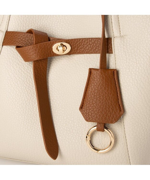 UNBILLION カシュカシュ cachecache / ベルトディテールフェイクレザートート アイボリーミックス