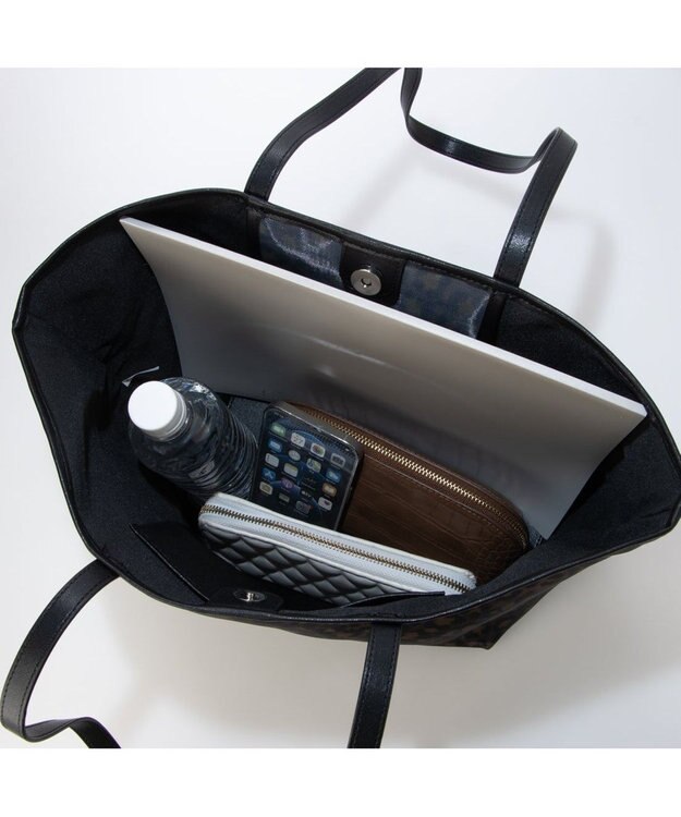 UNBILLION カシュカシュ cachecache / チュールメッシュヒョウ柄プリントトートＬ ブラック