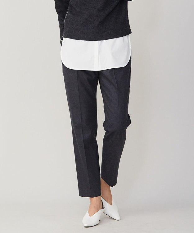 ICB 【洗える・WEB限定カラーあり】 ウールミルドサキソニー テーパードパンツ チャコール系