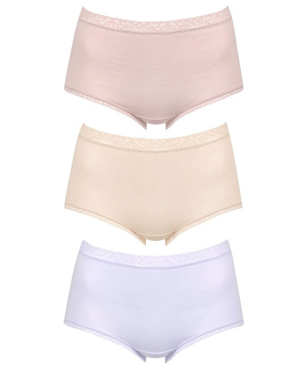 Wing ショーツ 【3枚セット】 綿混(身生地部) ここちよいフィット感 やさしい肌あたり 【デイリーフィットやわらかコットン】 はきこみ丈ふかめ EC3330 ウイング／ワコール ピーチ