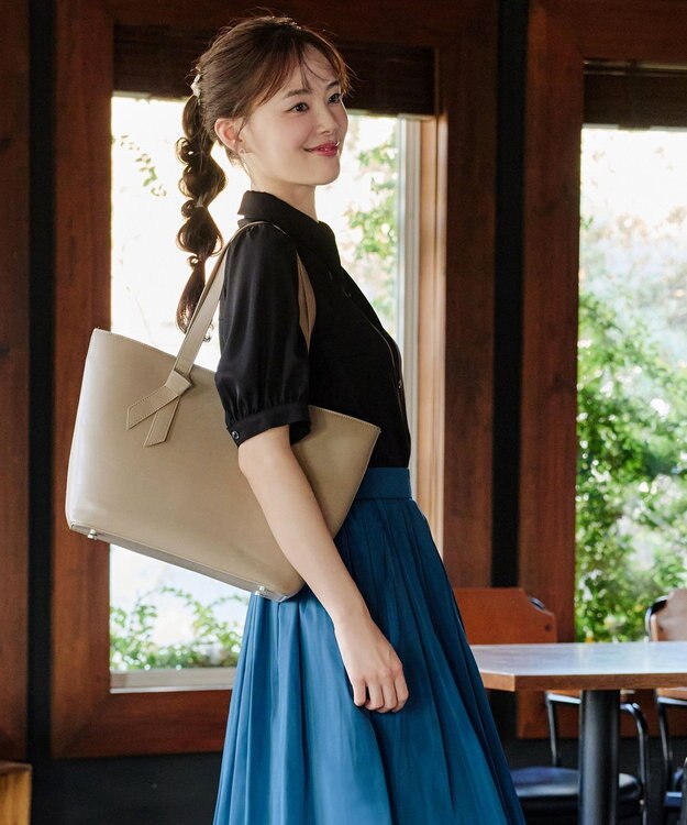 Tiaclasse L 【洗える】パフスリーブシャツブラウス ブラック