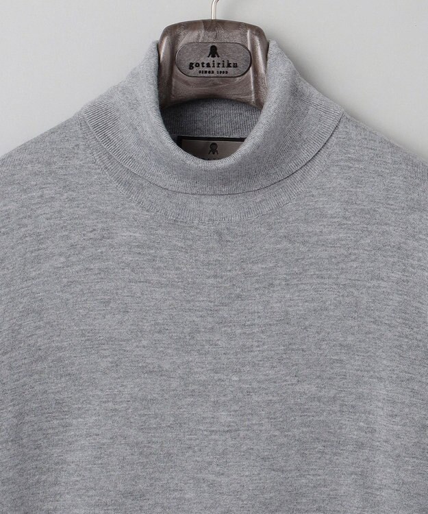 GOTAIRIKU 新色追加【洗える/チクチクしにくい/ピリングしにくい】イタリア糸 ハイゲージ タートルネックニット_WOOL100％ ライトグレー系