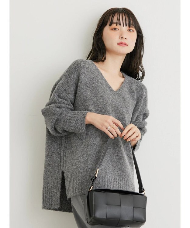 AMERICAN HOLIC ＭｉｘヤーンＶネックニットプルオーバー Gray Mixture