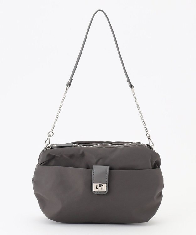 J.PRESS LADIES 【2way】ナイロンギャザー ショルダー バッグ グレー系
