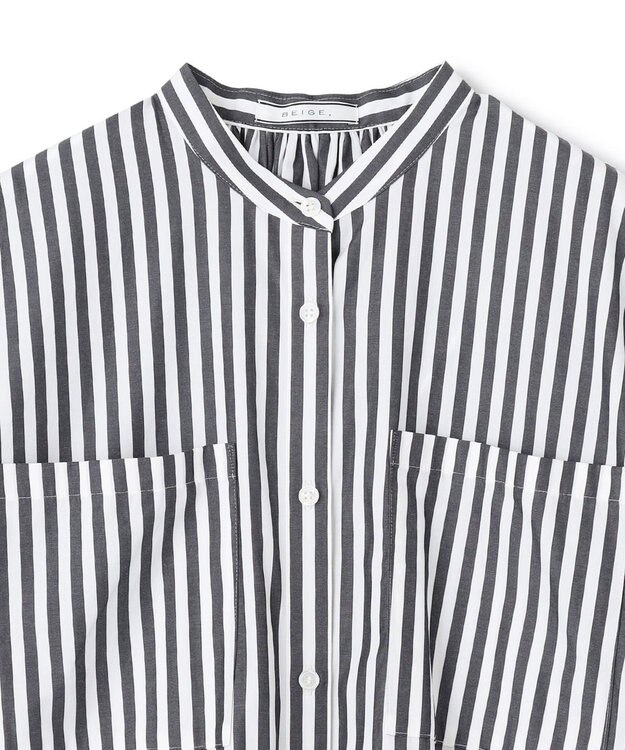 BEIGE， PERSIMMON / シャツワンピース Black Stripe