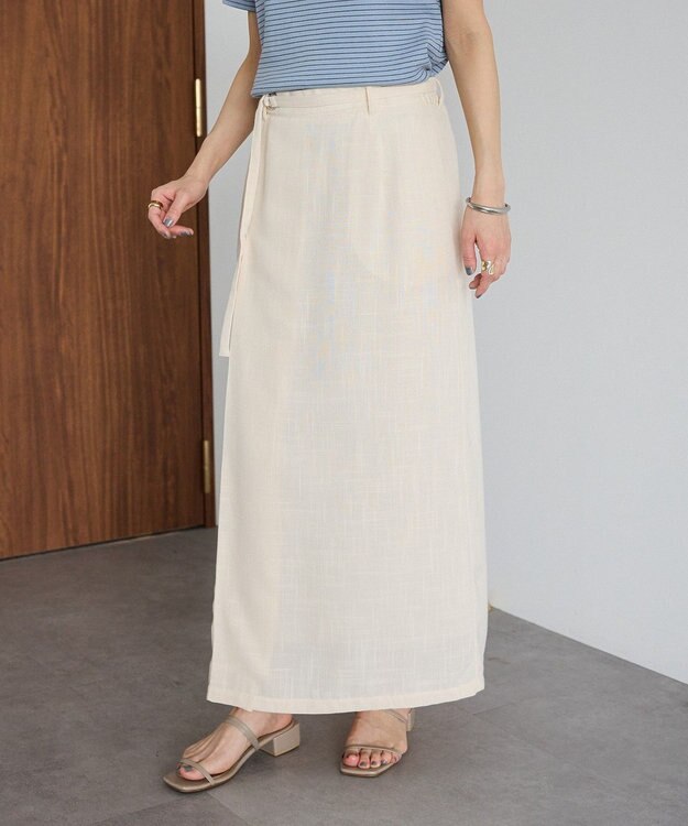 CRAFT STANDARD BOUTIQUE リネンライクラップ風スカート Ivory