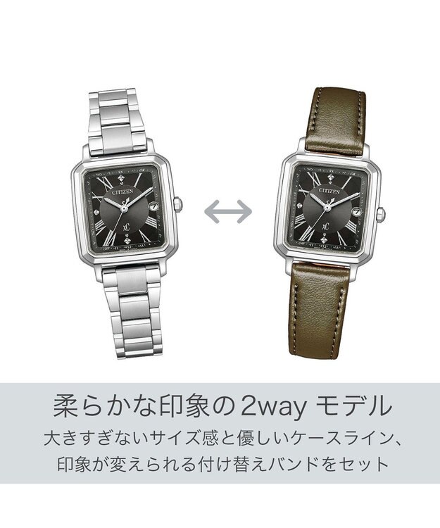 CITIZEN 【電池交換不要2way】替えバンド付きスクエアモデルES9500-69E シルバー