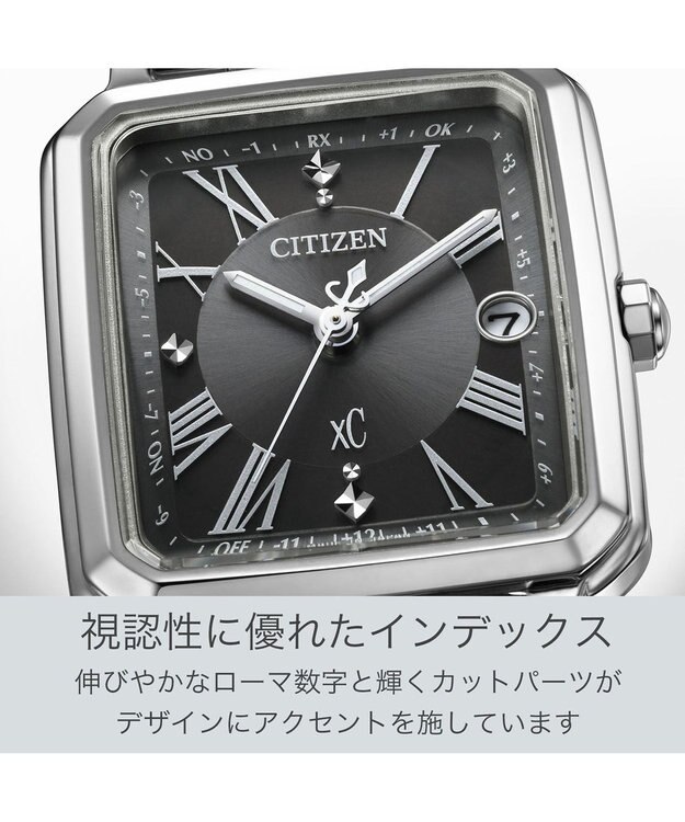 CITIZEN 【電池交換不要2way】替えバンド付きスクエアモデルES9500-69E シルバー