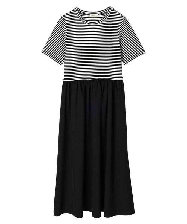 earth music&ecology ショートスリーブドッキングワンピース Border