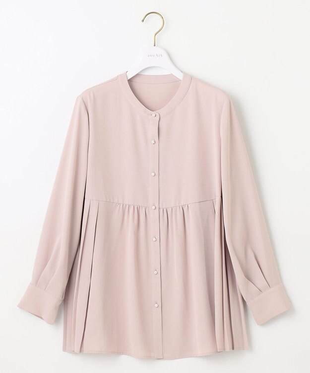 ANY SIS 【洗える】サイドプリーツ ブラウス ローズグレー