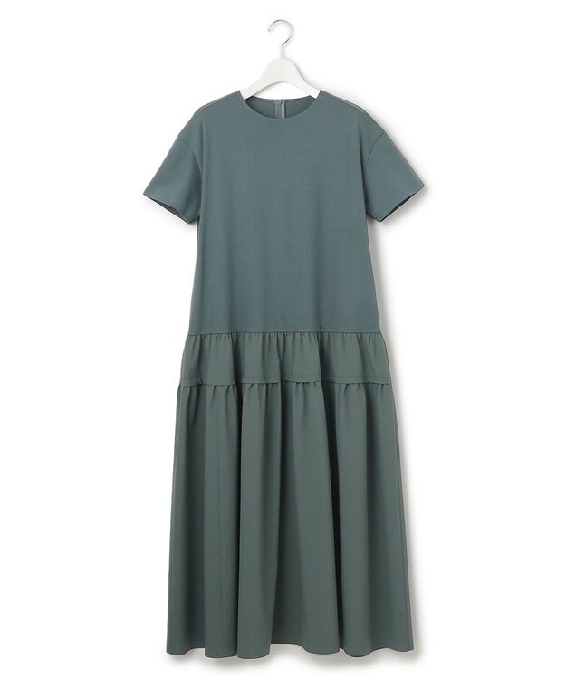 23区 L 【撥水加工/汗シミ防止/洗える】ティアードデザイン マルチワンピース ダークグリーン系