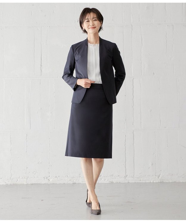 J.PRESS LADIES L BAHARIYE SOLID フレアースカート ネイビー系