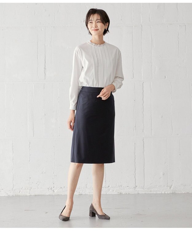 J.PRESS LADIES L BAHARIYE SOLID フレアースカート ネイビー系