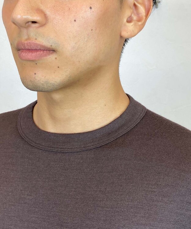 KASHIYAMA 【ウォッシャブル】ウールジャージークルーネックニット ブラウン