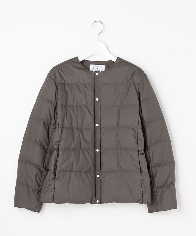 J.PRESS LADIES 【洗える】ライトダウン ノーカラー ジャケット モカグレー系