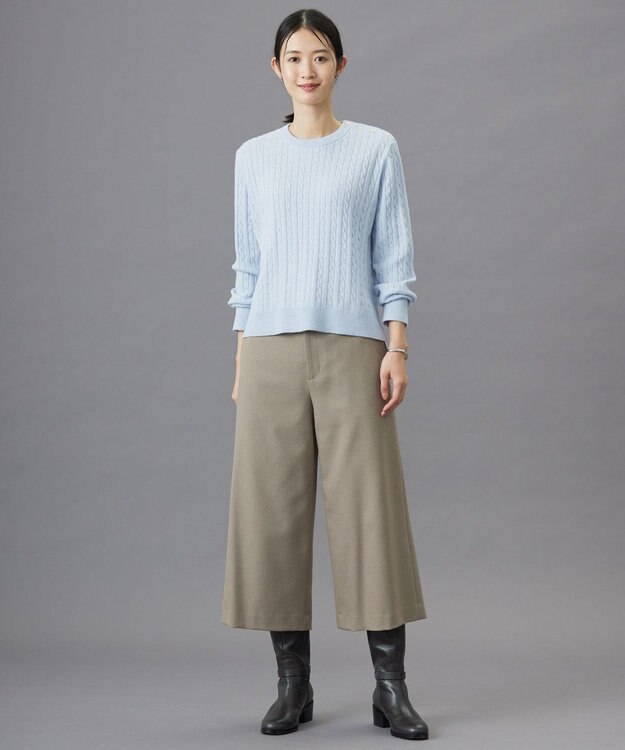 J.PRESS LADIES L 【洗える】WOOL BLEND AIR クルーネック ニット ライラックブルー系