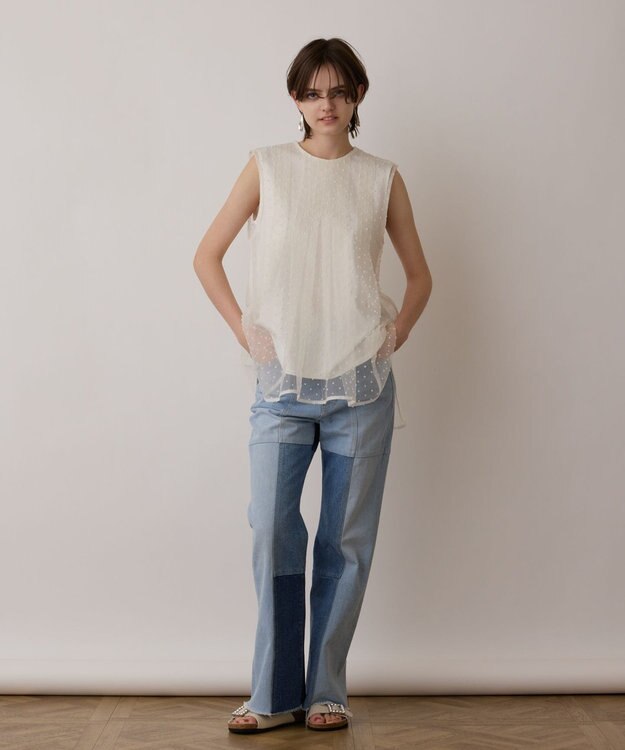 GRACE CONTINENTAL シアージャガードカットトップ ホワイト