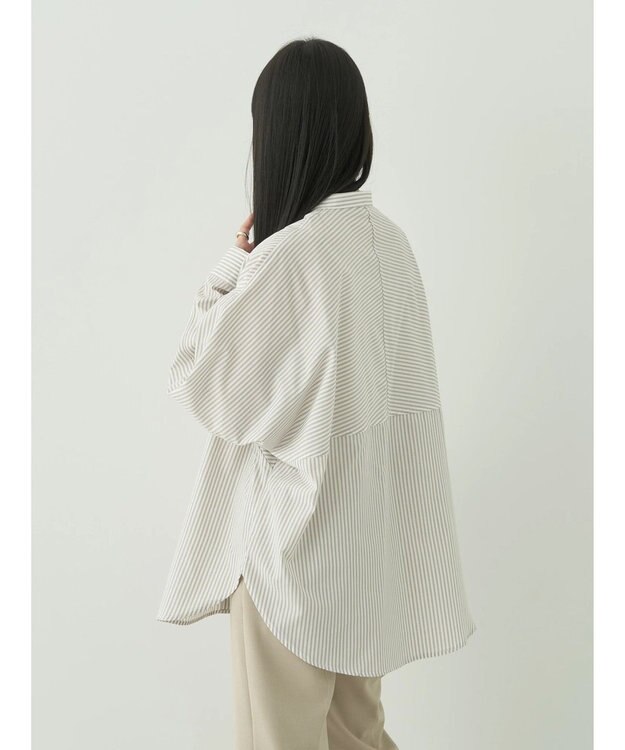 earth music&ecology ドルマンストライプシャツ Stripe Beige
