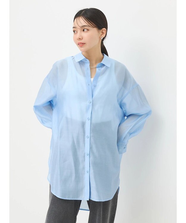 earth music&ecology ＢＩＧシアーシャツ Blue