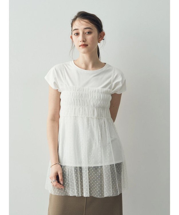 YECCA VECCA 【2点SET】マルチwayチュールオーバーキャミSET/Tee Off White