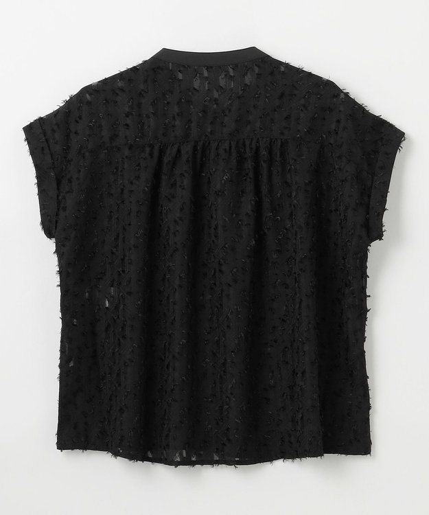 ANY 【洗濯機可】フェザーカットジャガードブラウス ブラック