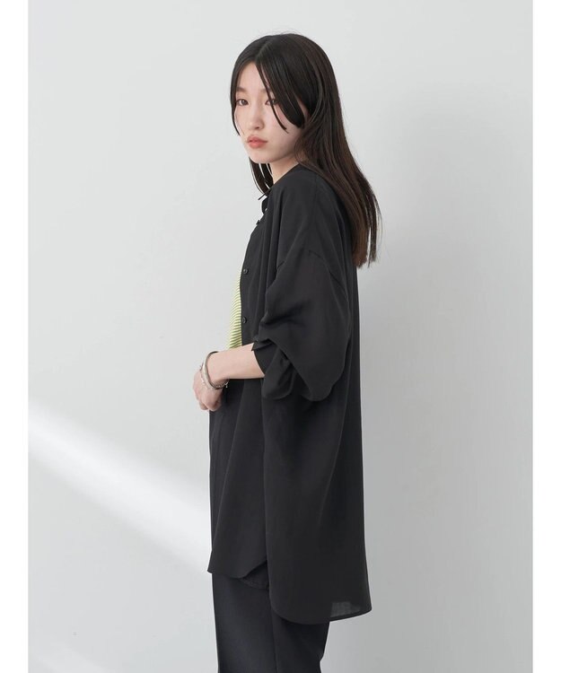 earth music&ecology シアーボーイズライクシャツ Black