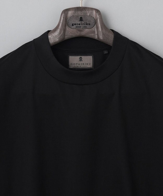 GOTAIRIKU 仕事で着られる綿100%【クルー以上モック未満】カバーネック DRESS Tシャツ(26年モデル) ブラック系