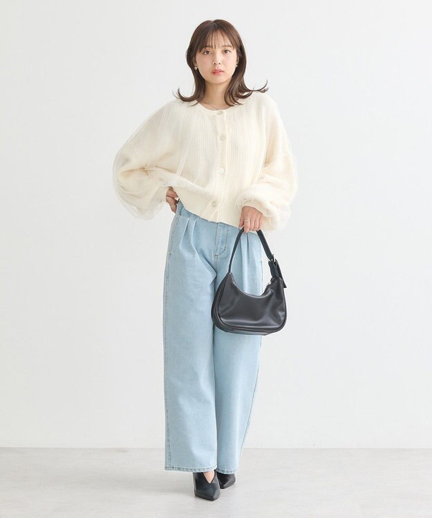 earth music&ecology チュールレイヤードカーディガン Ivory