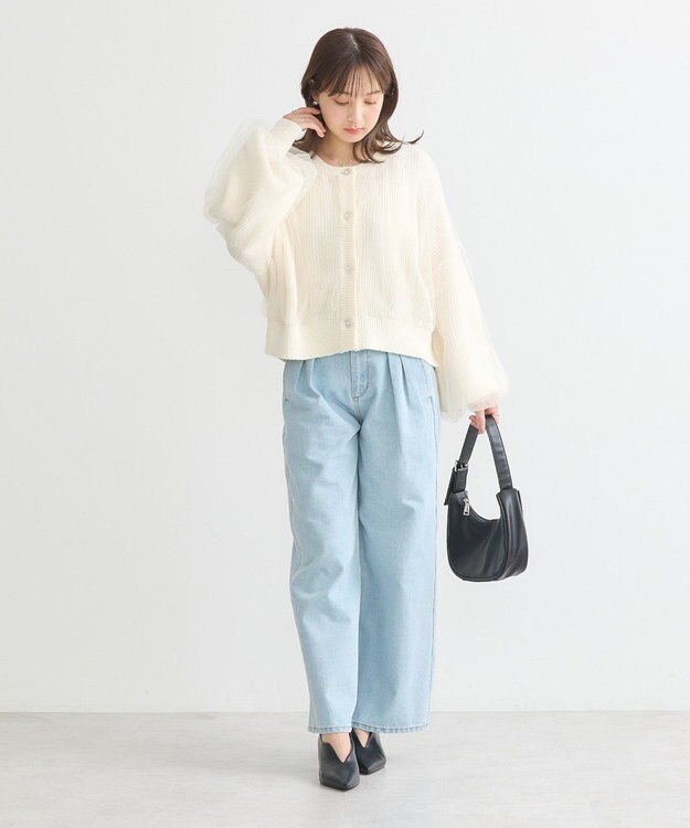 earth music&ecology チュールレイヤードカーディガン Ivory