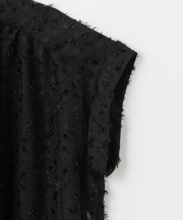 ANY 【洗濯機可】フェザーカットジャガードブラウス ブラック