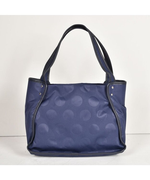 Y'SACCS ヒートエンボス ポルカドットトート Mサイズ ネイビー