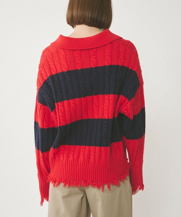 GRACE CONTINENTAL アランポロニットトップ レッド