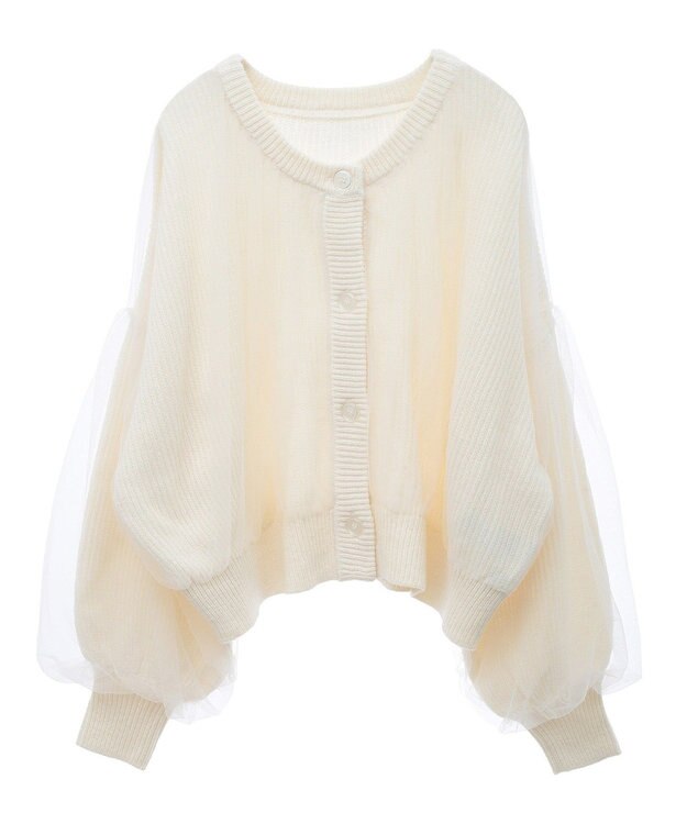earth music&ecology チュールレイヤードカーディガン Ivory