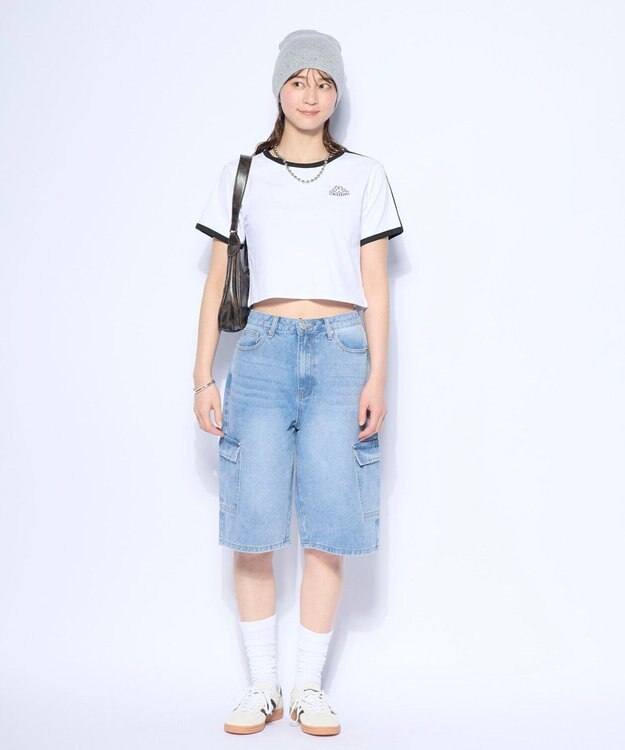 OP／FILA 【Kappa】ワンポイント 半袖リンガーTシャツ ホワイト