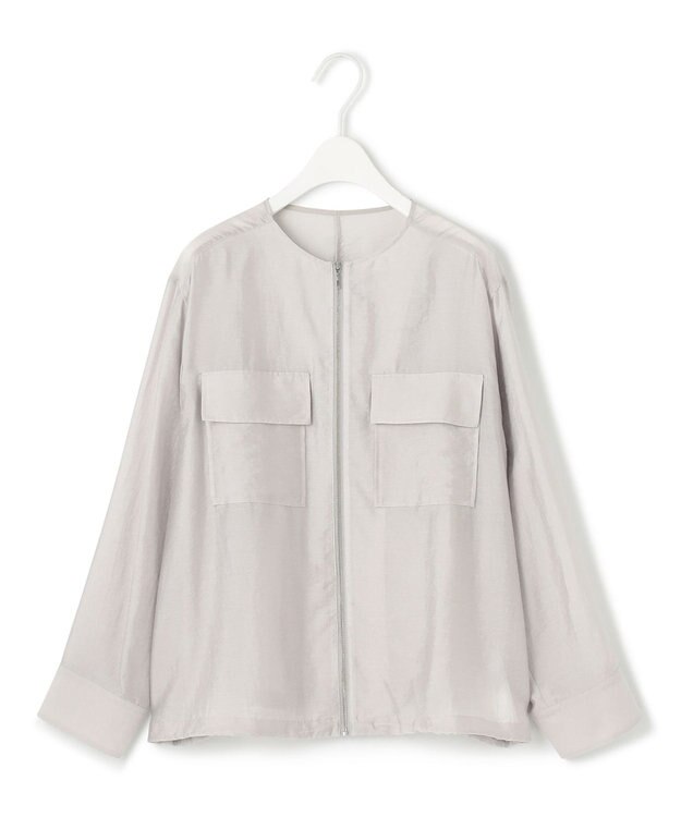 ICB L 【洗える】リヨセルナイロンワッシャー ノーカラーブルゾン トープ系