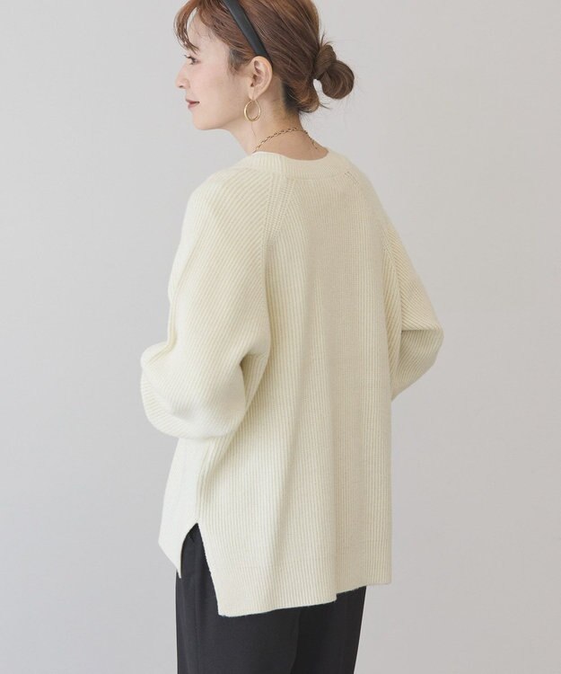 AMERICAN HOLIC バイパチラメ入りＶネック片畦ニットカーディガ Ivory