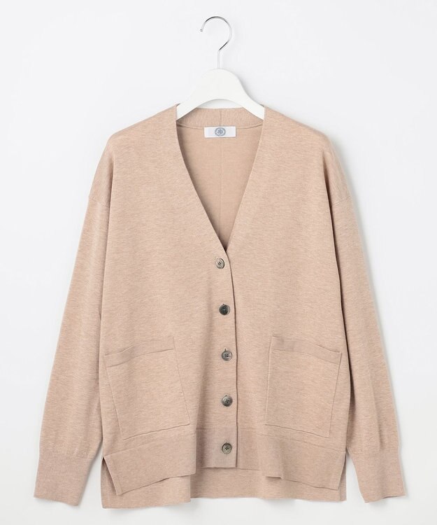 J.PRESS LADIES L 【季節の変わり目に】Vis/Peスパーク ニット Vネック カーディガン ベージュ系