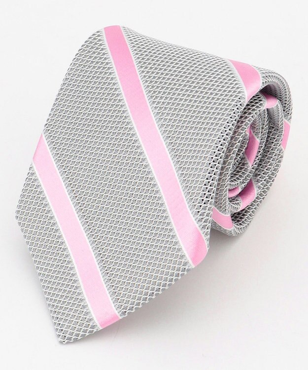 J.PRESS MEN 【JAPANESE SILK FRESCO TIE COLLECTION】レジメンタル ネクタイ ライトグレー系1